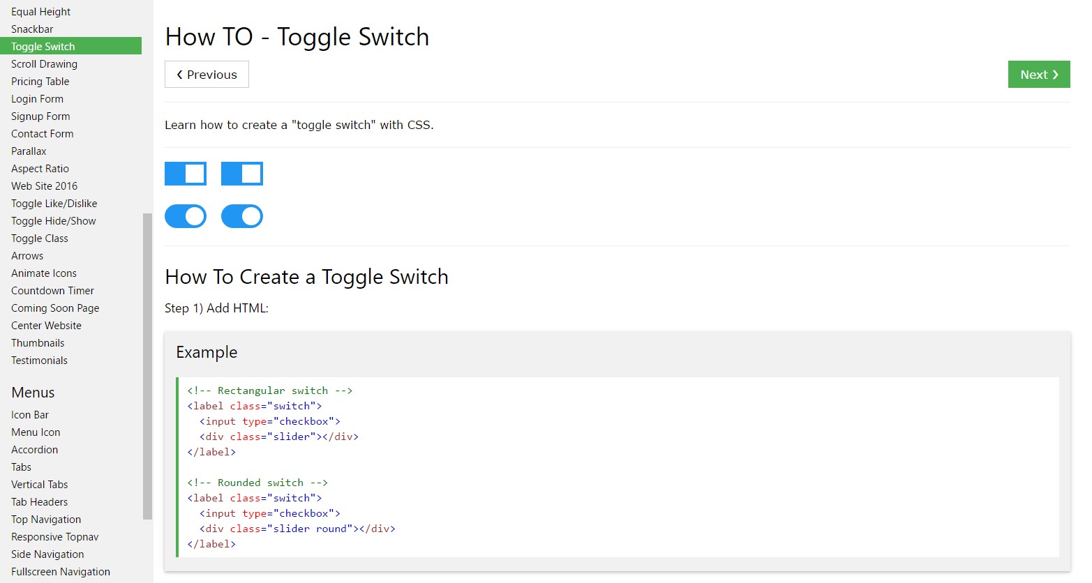 How to  generate Toggle Switch